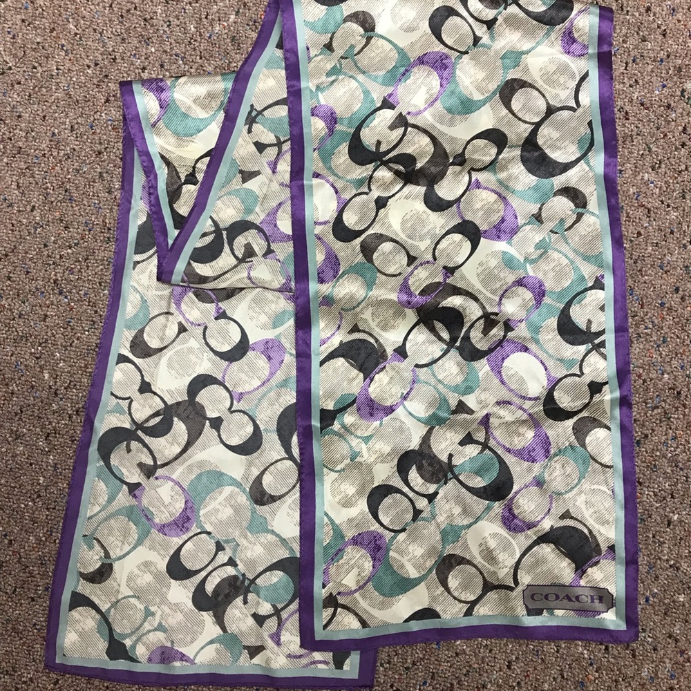 Coach logo silk rectangle scarf 59” x 10.5”